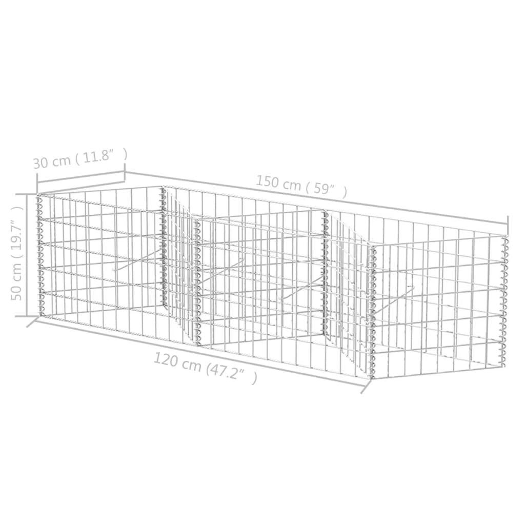 Gabionenkorb Pflanzkasten Gemüse-Hochbeet Stahl 120×30×50 cm