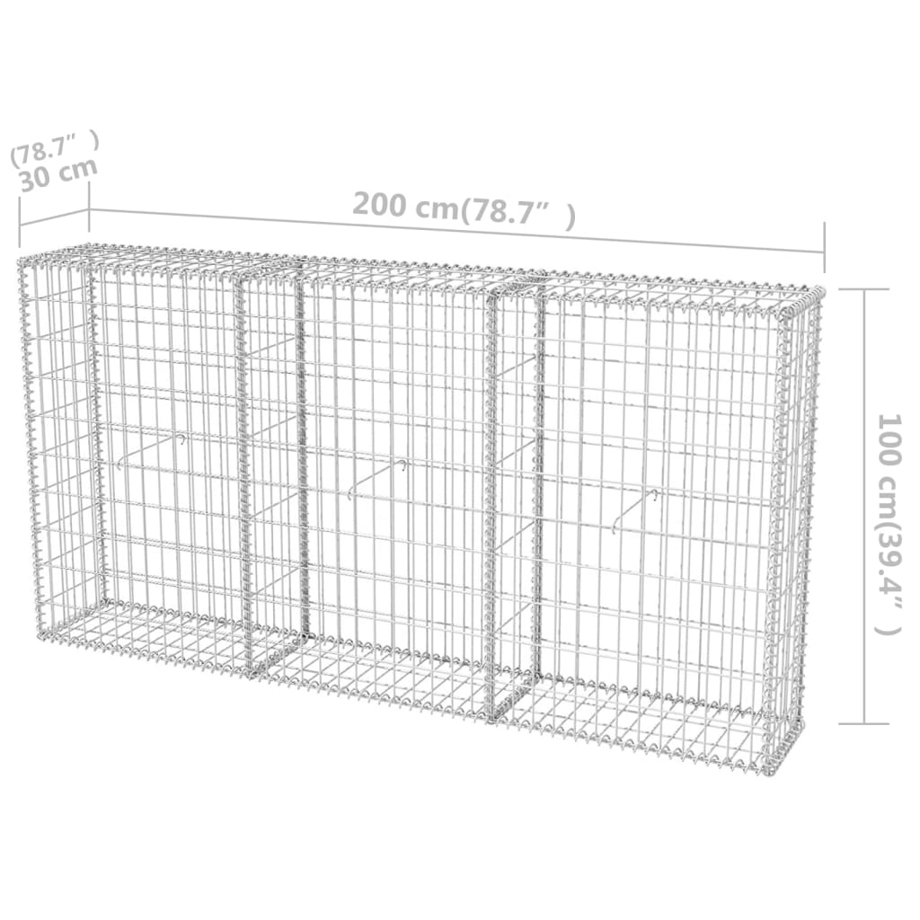 Gabionenkorb Stahl 200×30×100 cm