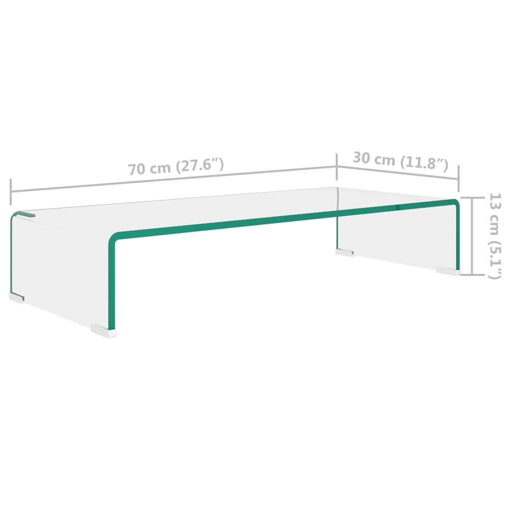 TV-Tisch/Bildschirmerhöhung Glas Transparent 70x30x13 cm