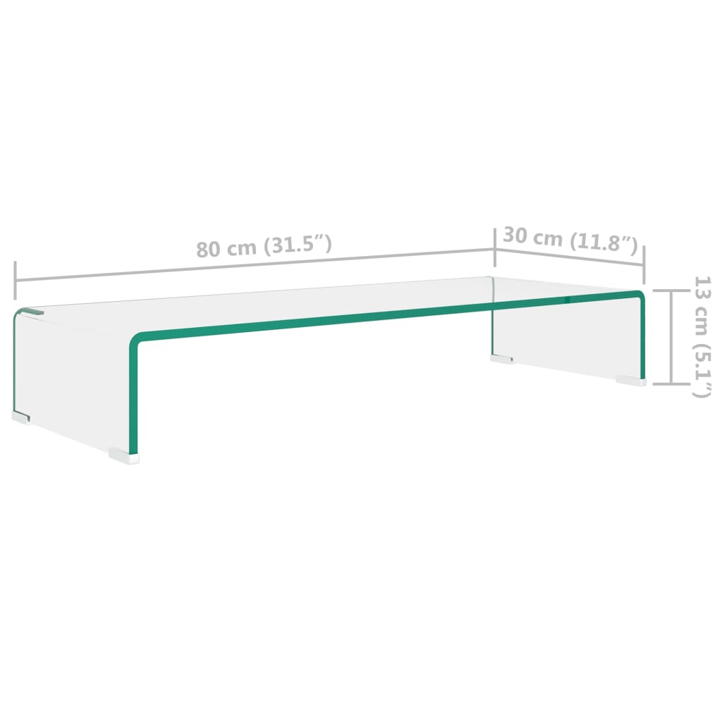 TV-Tisch/Bildschirmerhöhung Glas Transparent 80x30x13 cm