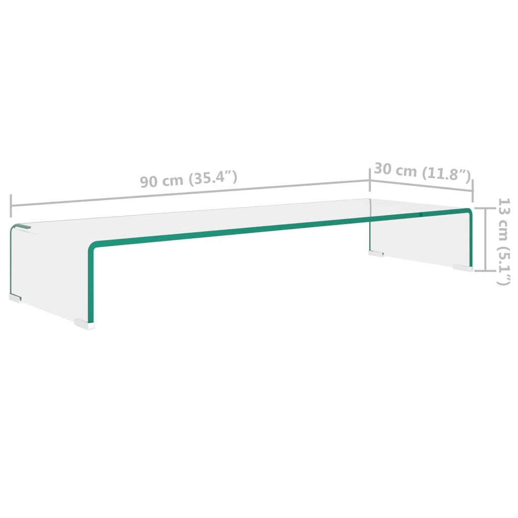 TV-Tisch/Bildschirmerhöhung Glas Transparent 90x30x13 cm