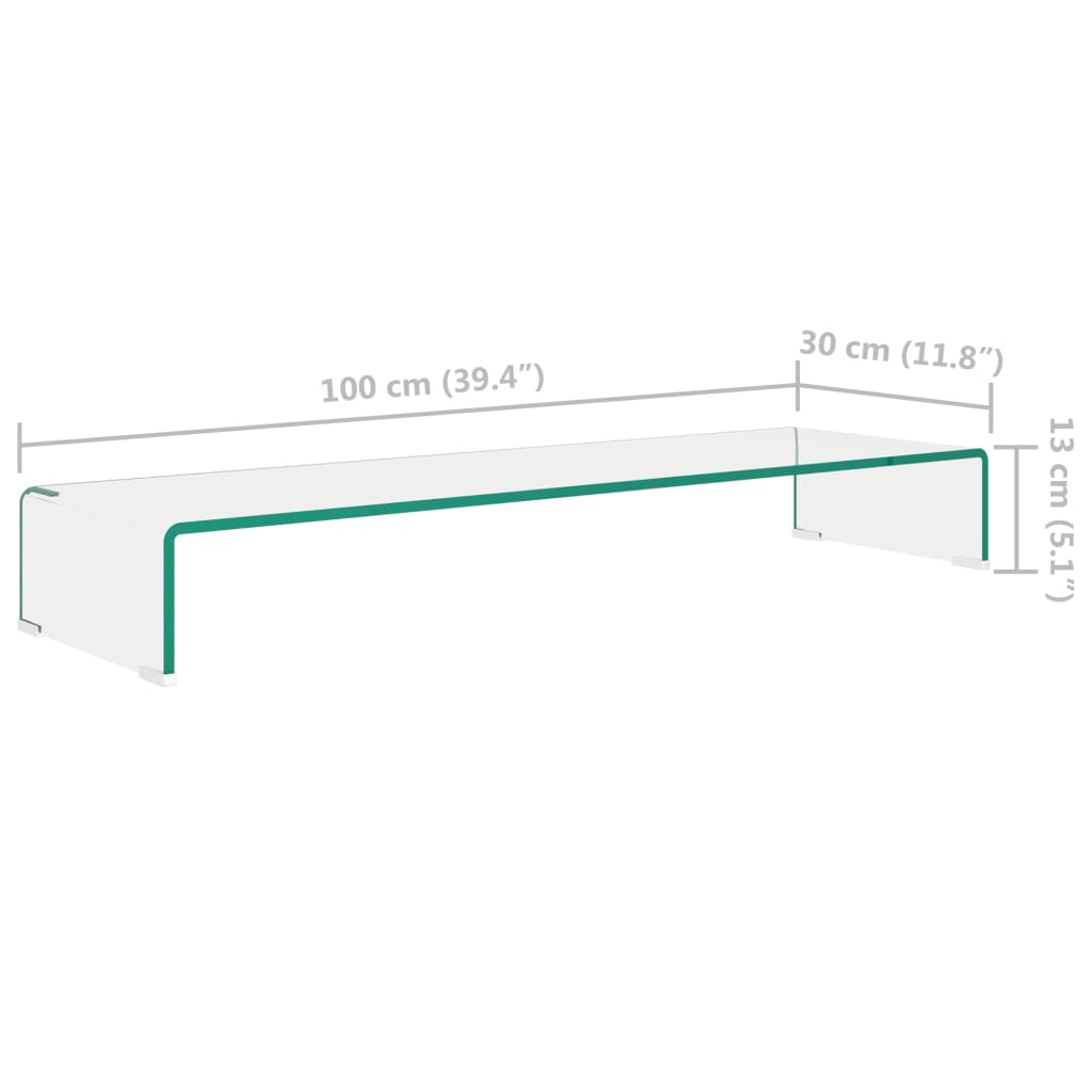 TV-Tisch/Bildschirmerhöhung Glas Transparent 100x30x13 cm