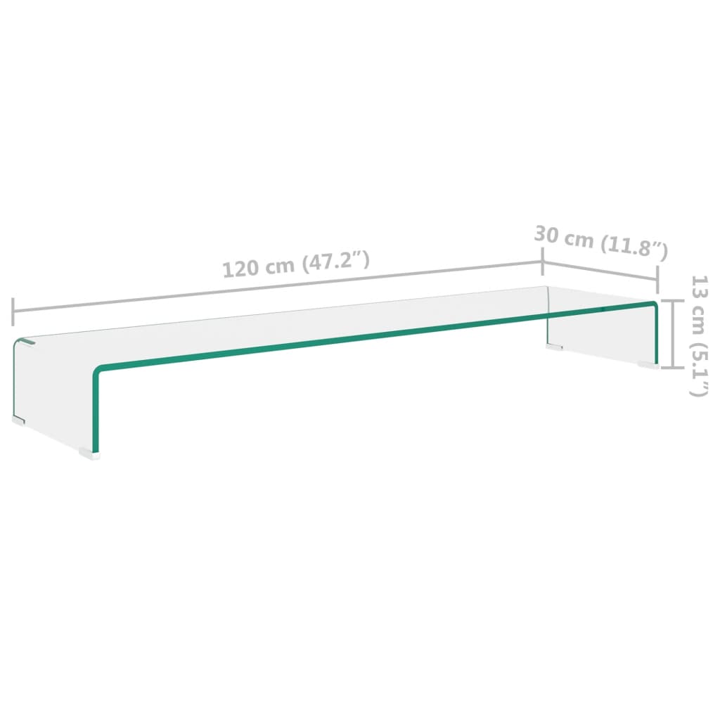 TV-Tisch/Bildschirmerhöhung Glas Transparent 120x30x13 cm