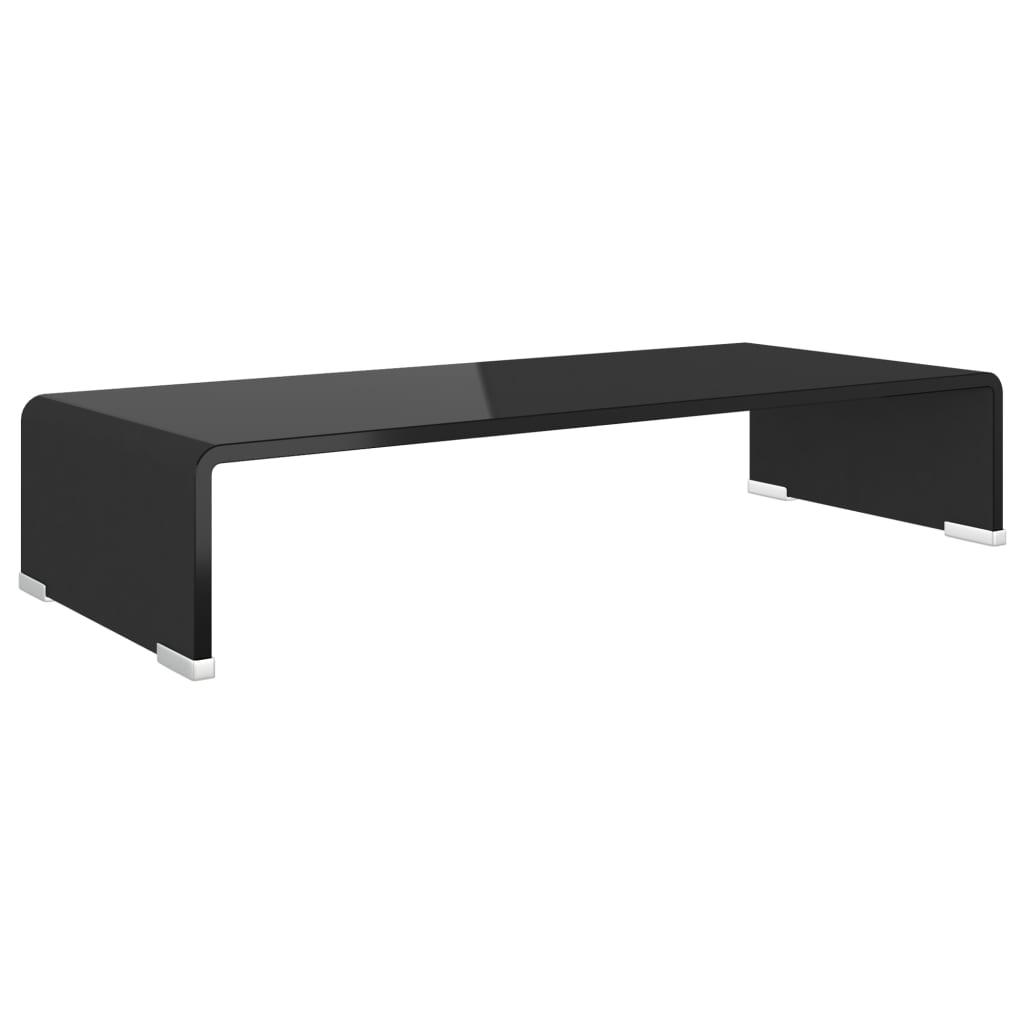 TV-Tisch/Bildschirmerhöhung Glas Schwarz 60x25x11 cm