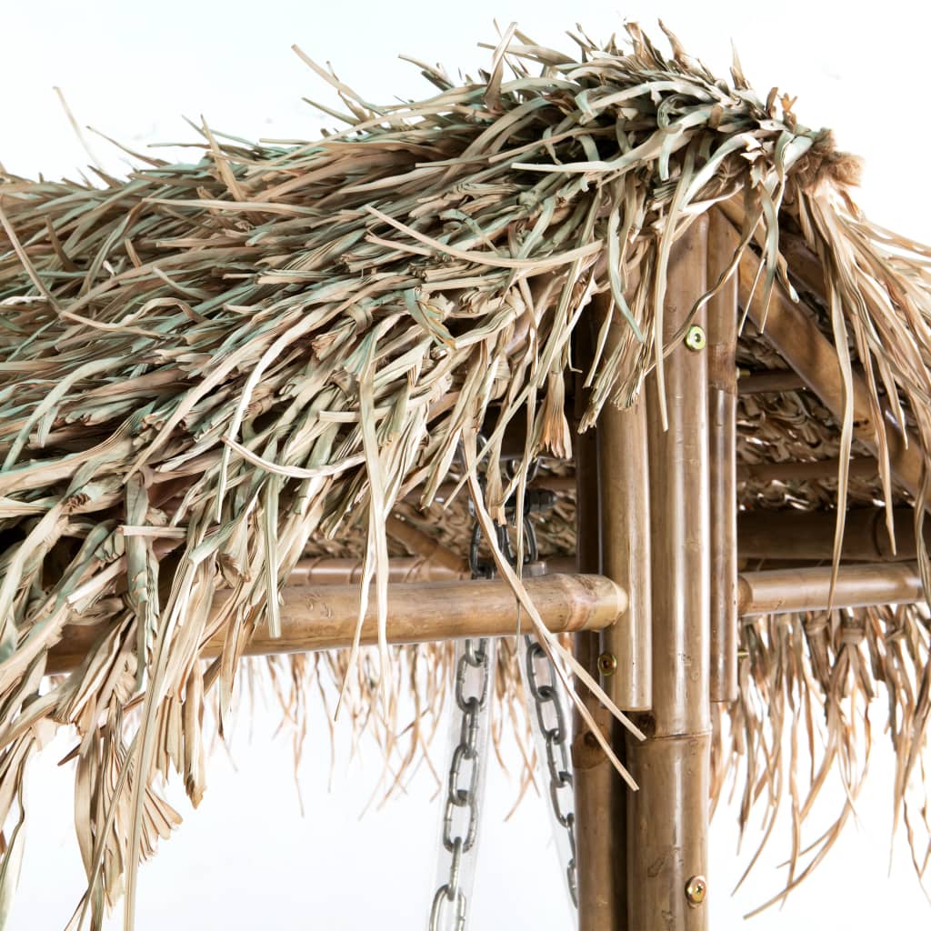 Hollywoodschaukel 2-Sitzer mit Palmblättern Bambus 202 cm