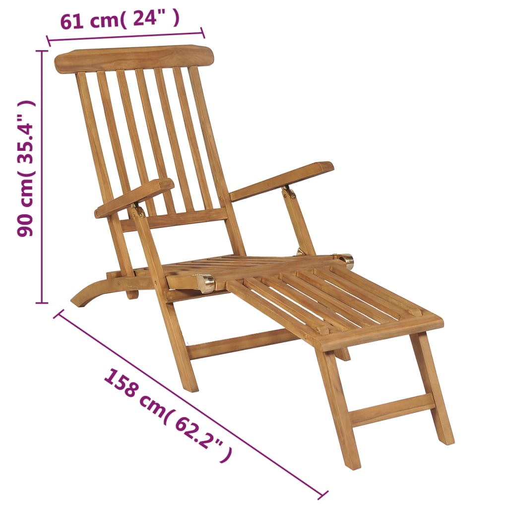 Liegestuhl mit Fußteil Teak