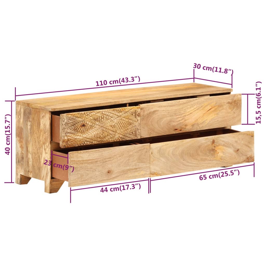 TV-Schrank Massivholz Mango 110x30x40 cm