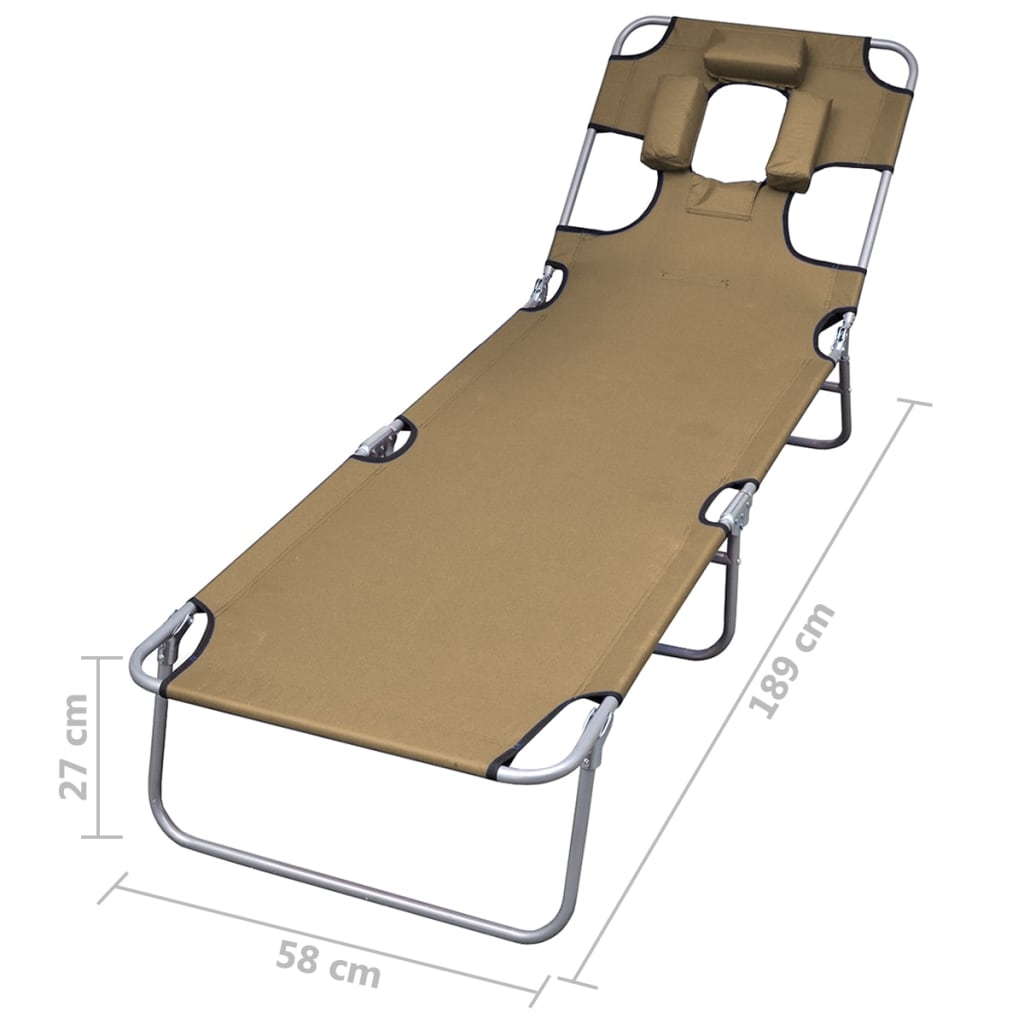 Sonnenliege Klappbar Kopfkissen Verstellbare Rückenlehne Taupe