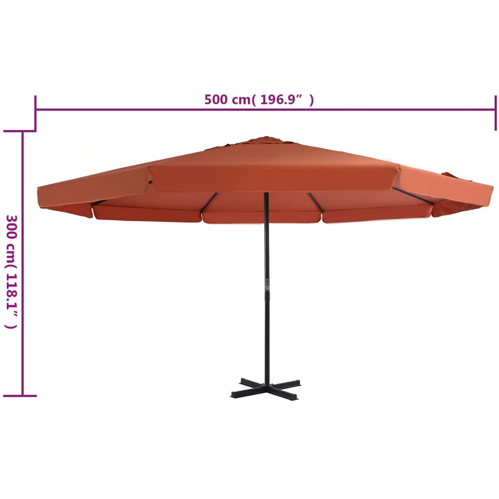 Sonnenschirm mit Aluminium-Mast 500 cm Terracotta