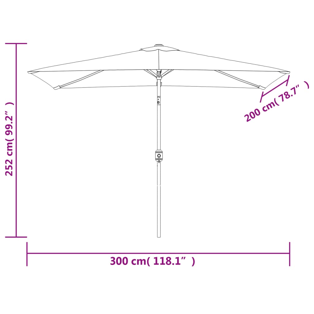 Sonnenschirm mit Metall-Mast 300 x 200 cm Taupe