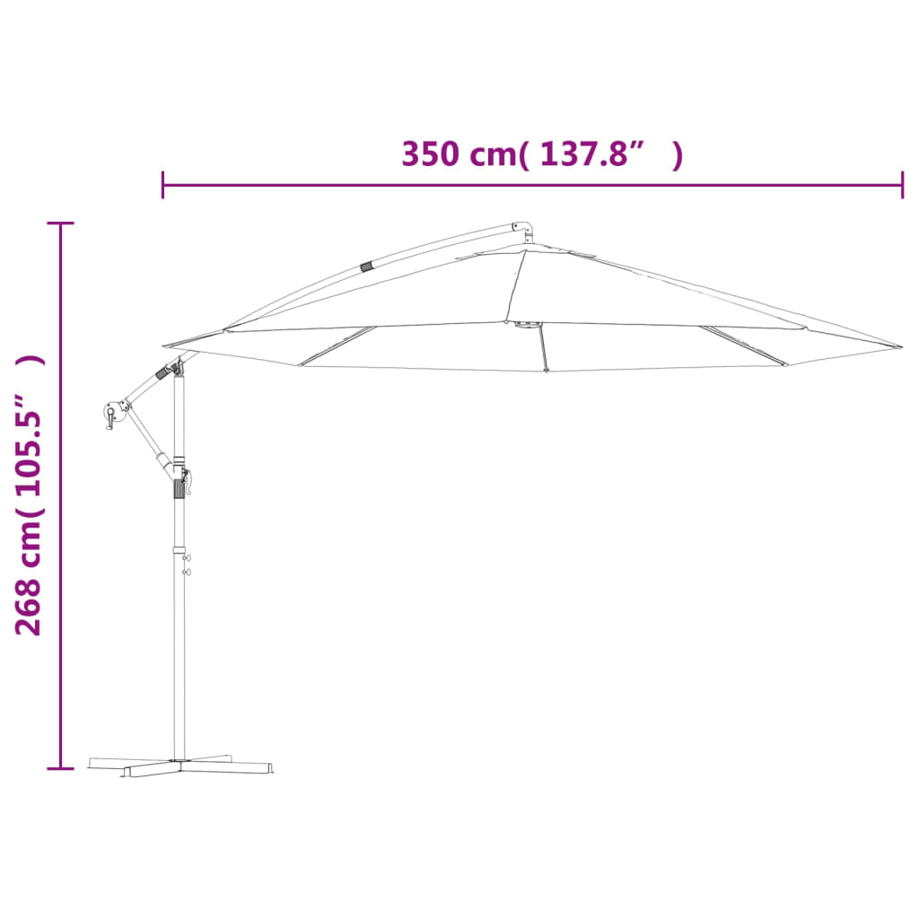 Ampelschirm mit Alu-Mast 350 cm Taupe