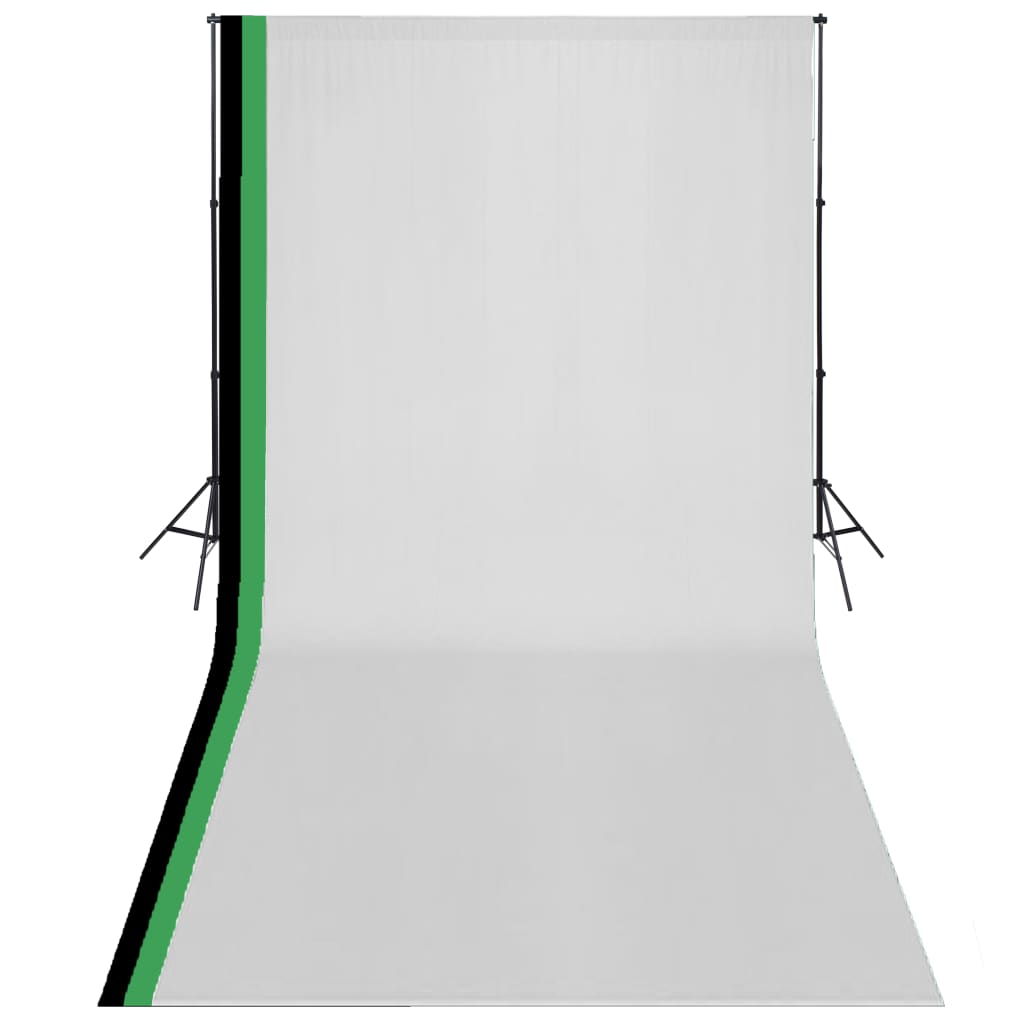 Fotostudio Set 3 Baumwolle-Hintergründe Rahmen verstellbar 3x6m