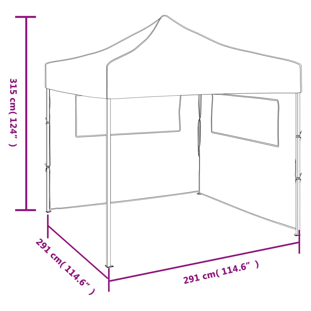 Faltzelt mit 2 Wänden 3 x 3 m Cremeweiß