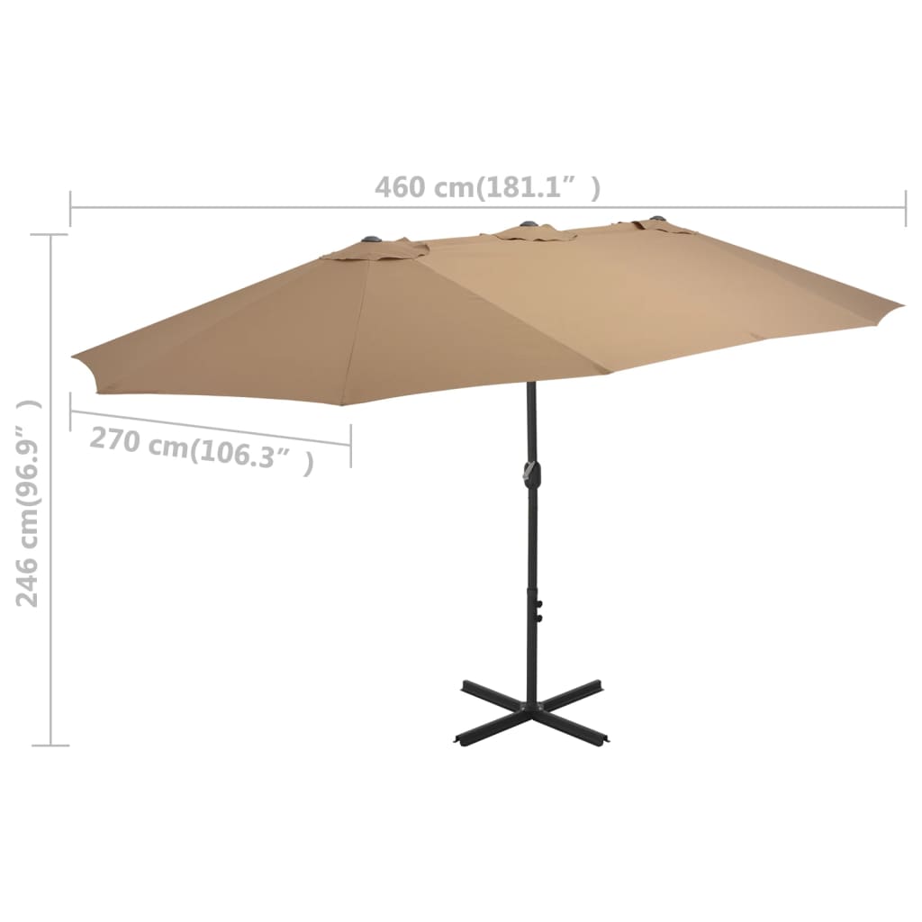 Sonnenschirm mit Aluminium-Mast 460x270 cm Taupe