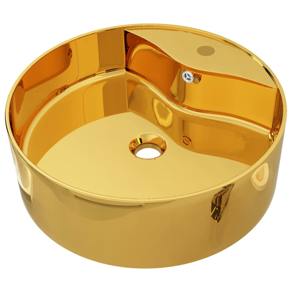 Waschbecken mit Überlauf 46,5 x 15,5 cm Keramik Golden