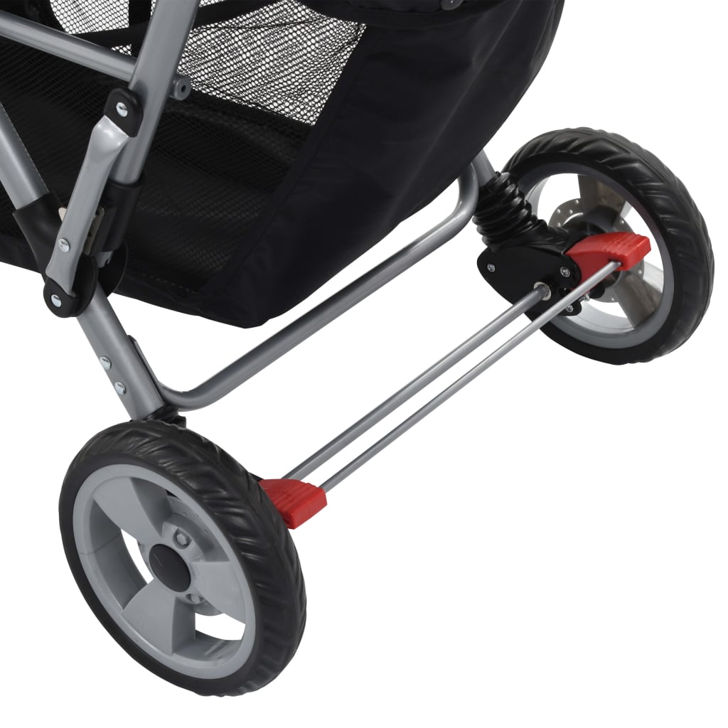 Tandem-Kinderwagen Stahl Rosa und Schwarz