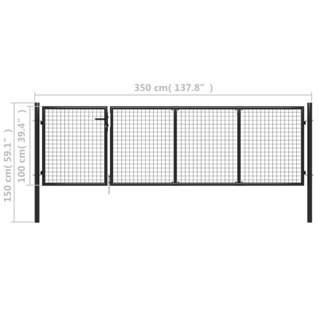 Gartentor Stahl 350 x 100 cm Anthrazit