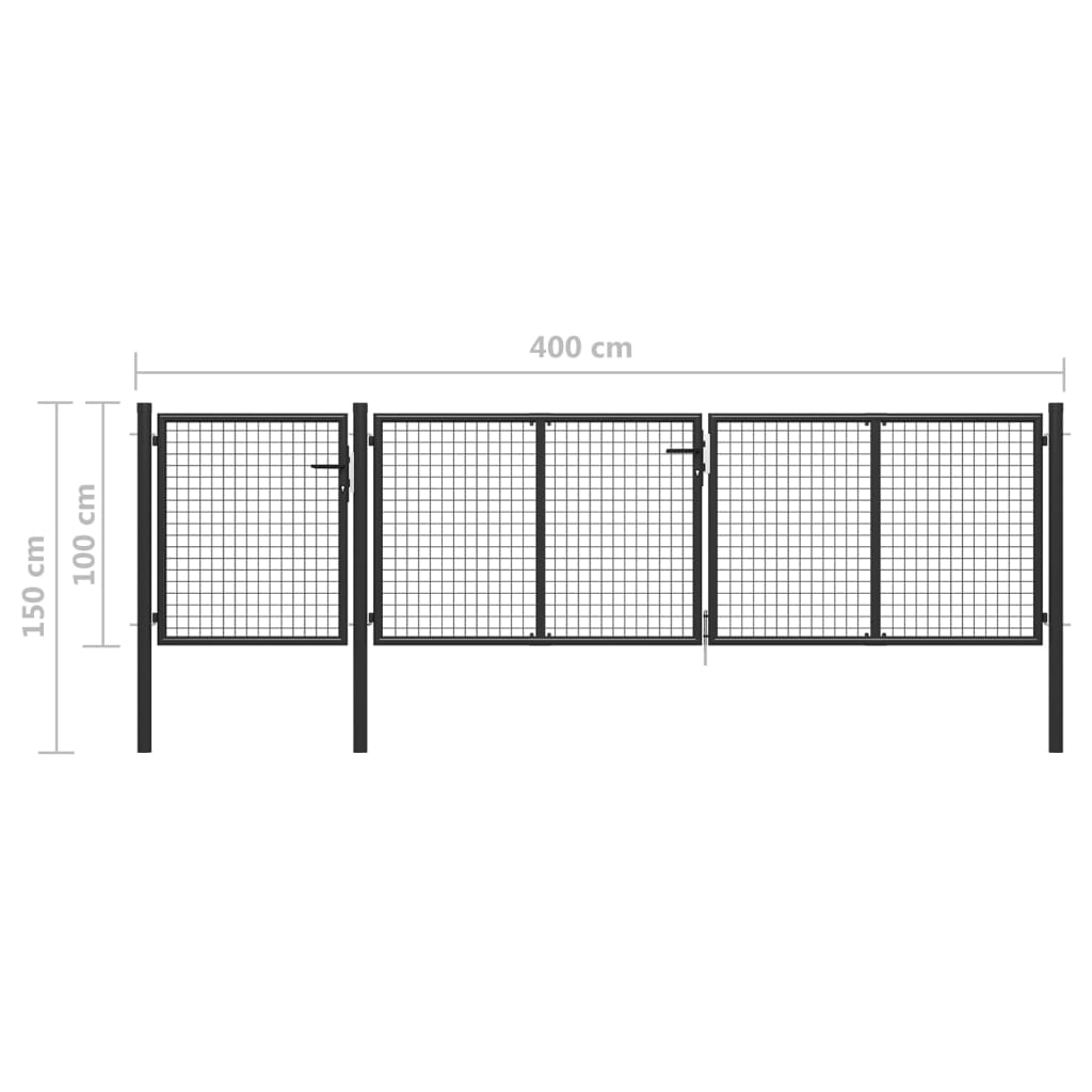 Gartentor Stahl 400 x 100 cm Anthrazit