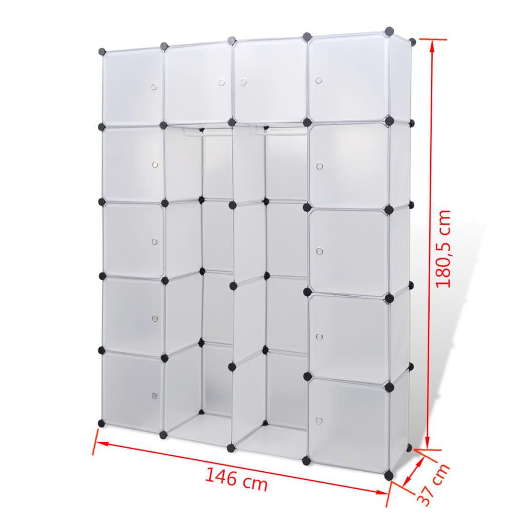 Modularer Schrank mit 14 Fächern Weiß 37x146x180,5 cm