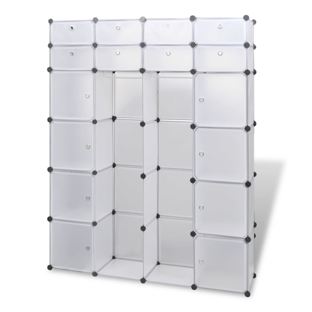 Modularer Schrank mit 18 Fächern Weiß 37x146x180,5 cm