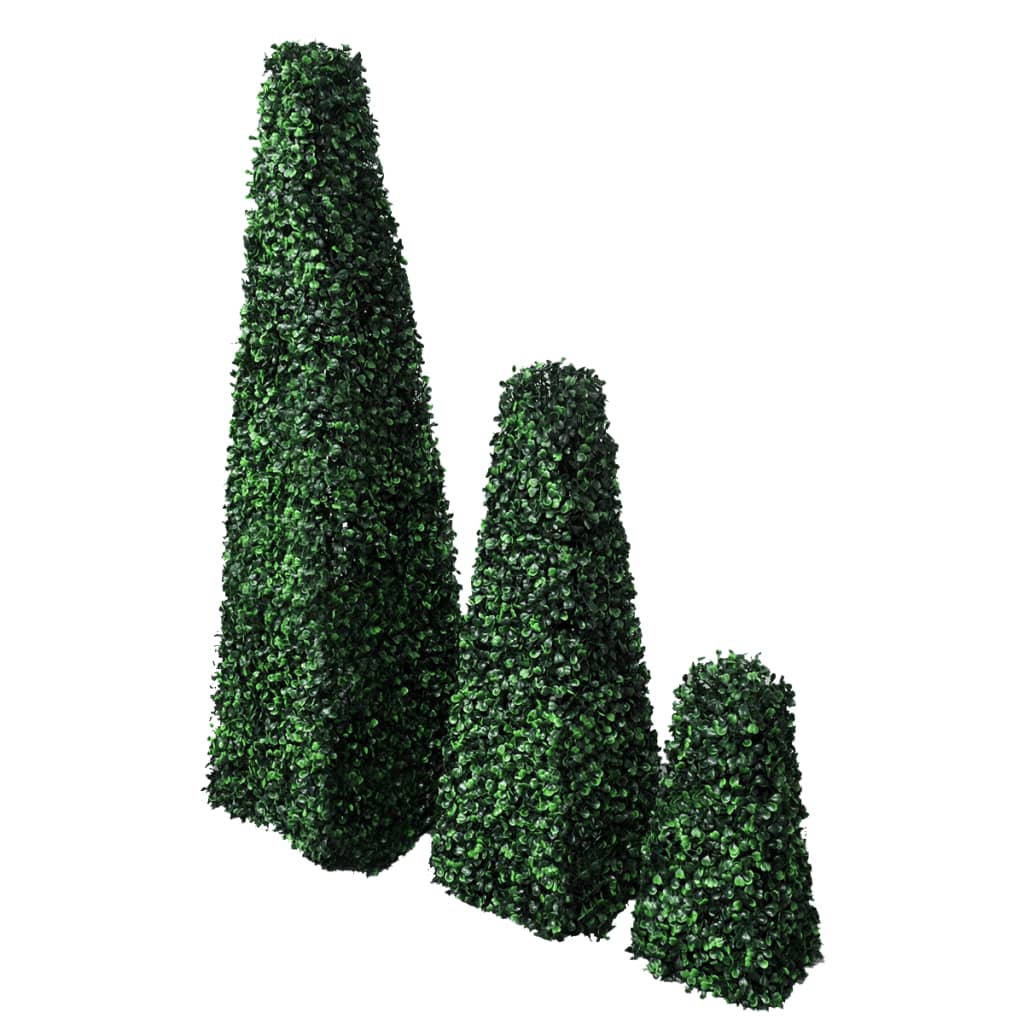 Buchsbaum-Set 3 tlg. Künstlich Formschnitt Pyramide