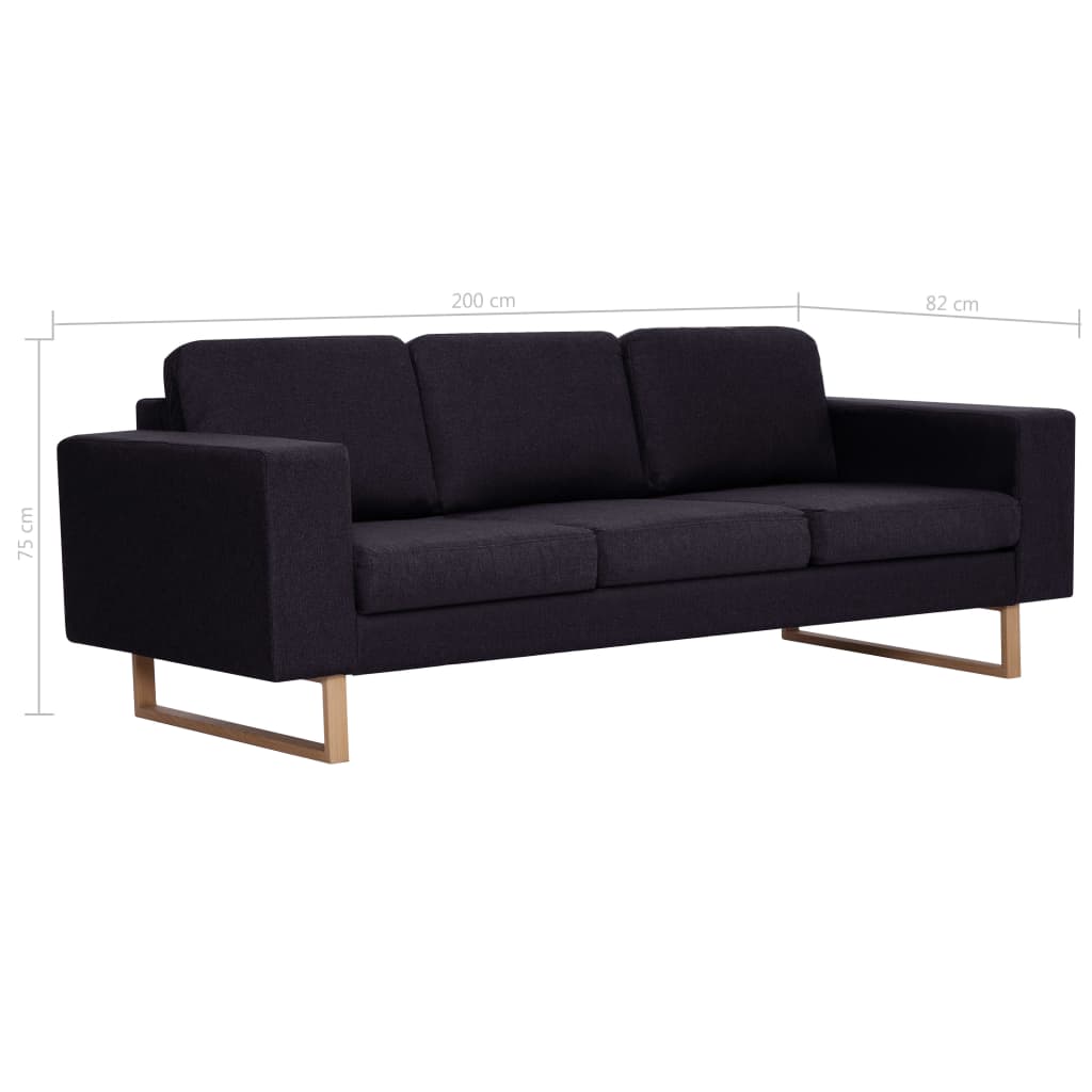 3-Sitzer-Sofa Stoff Schwarz