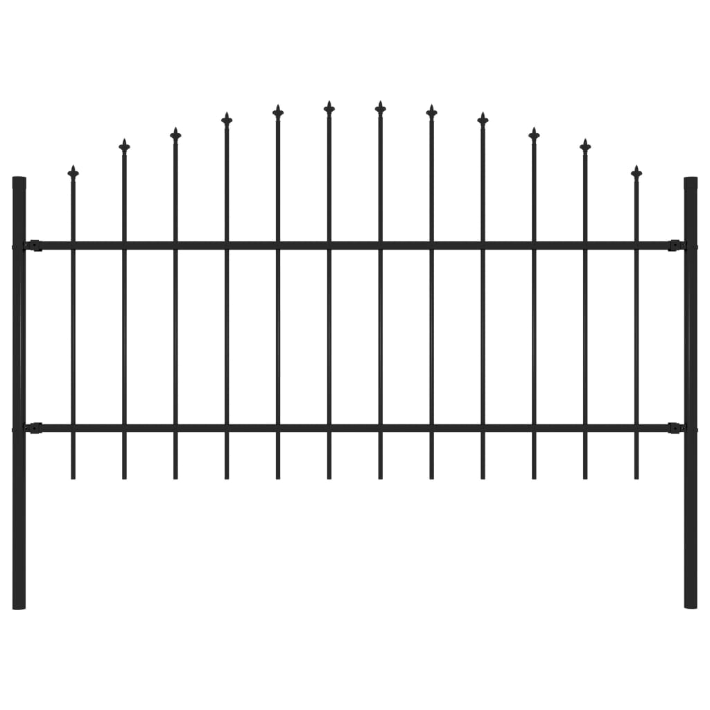 Gartenzaun mit Speerspitzen Stahl (1 - 1,25) x 1,7 m Schwarz