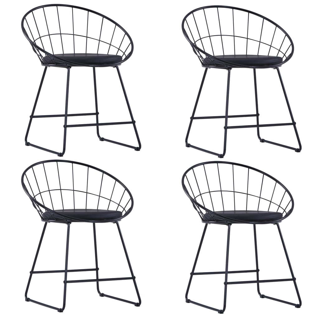 Esszimmerstühle mit Kunstledersitzen 4 Stk. Schwarz Stahl