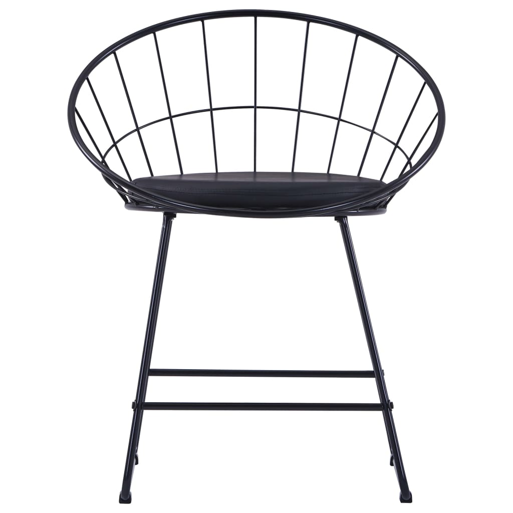 Esszimmerstühle mit Kunstledersitzen 4 Stk. Schwarz Stahl