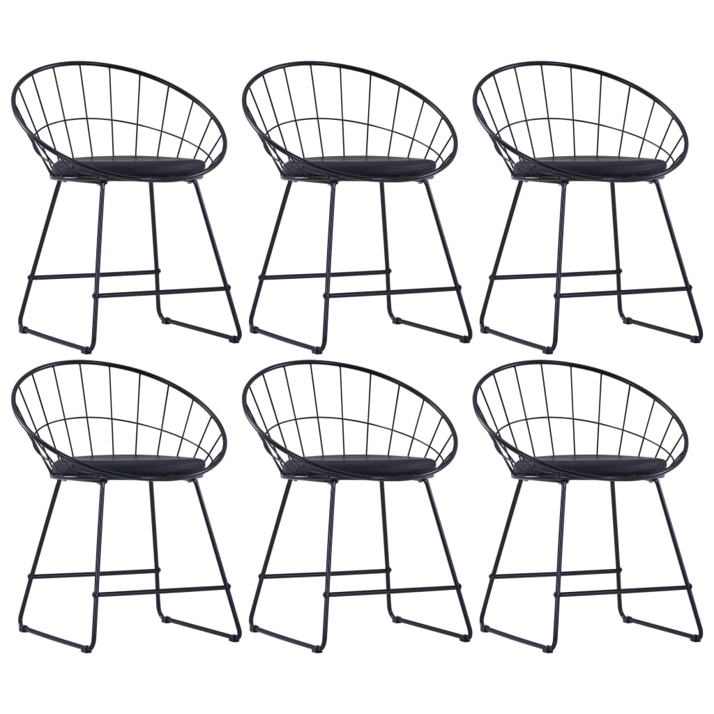 Esszimmerstühle mit Kunstledersitzen 6 Stk. Schwarz Stahl