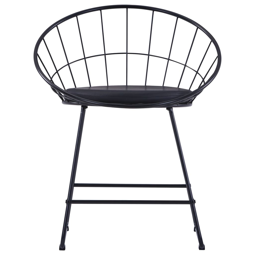 Esszimmerstühle mit Kunstledersitzen 6 Stk. Schwarz Stahl