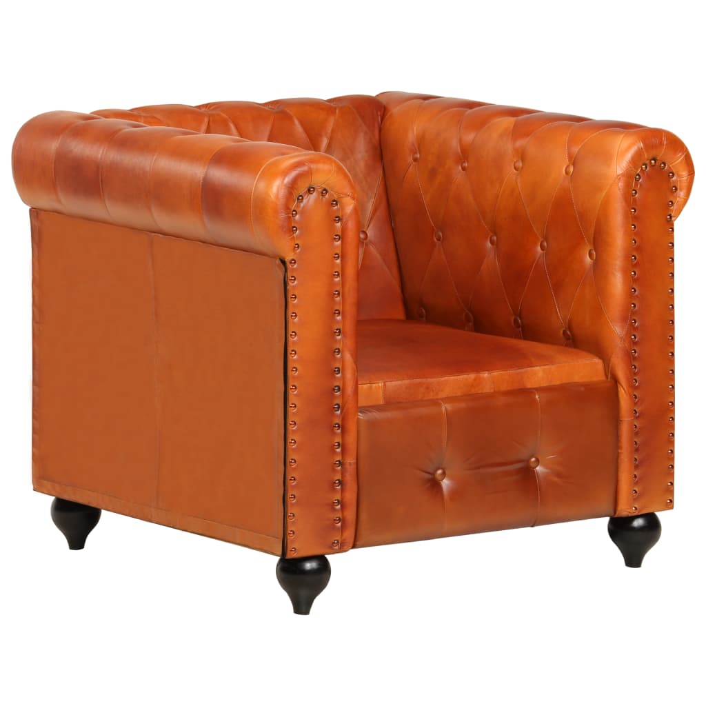 Chesterfield-Sessel Hellbraun Echtleder