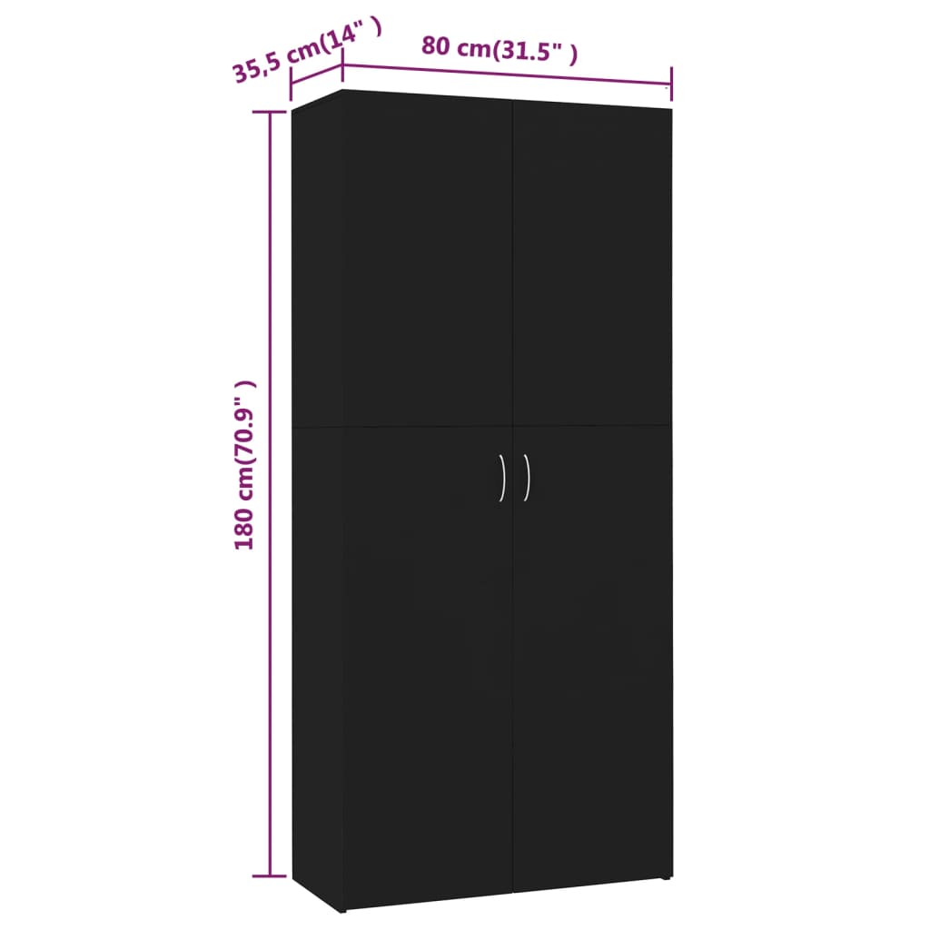 Schuhschrank Schwarz 80x35,5x180 cm Holzwerkstoff