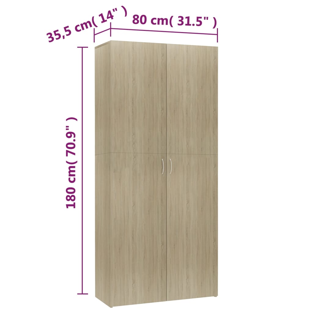 Schuhschrank Sonoma-Eiche 80x35,5x180 cm Holzwerkstoff