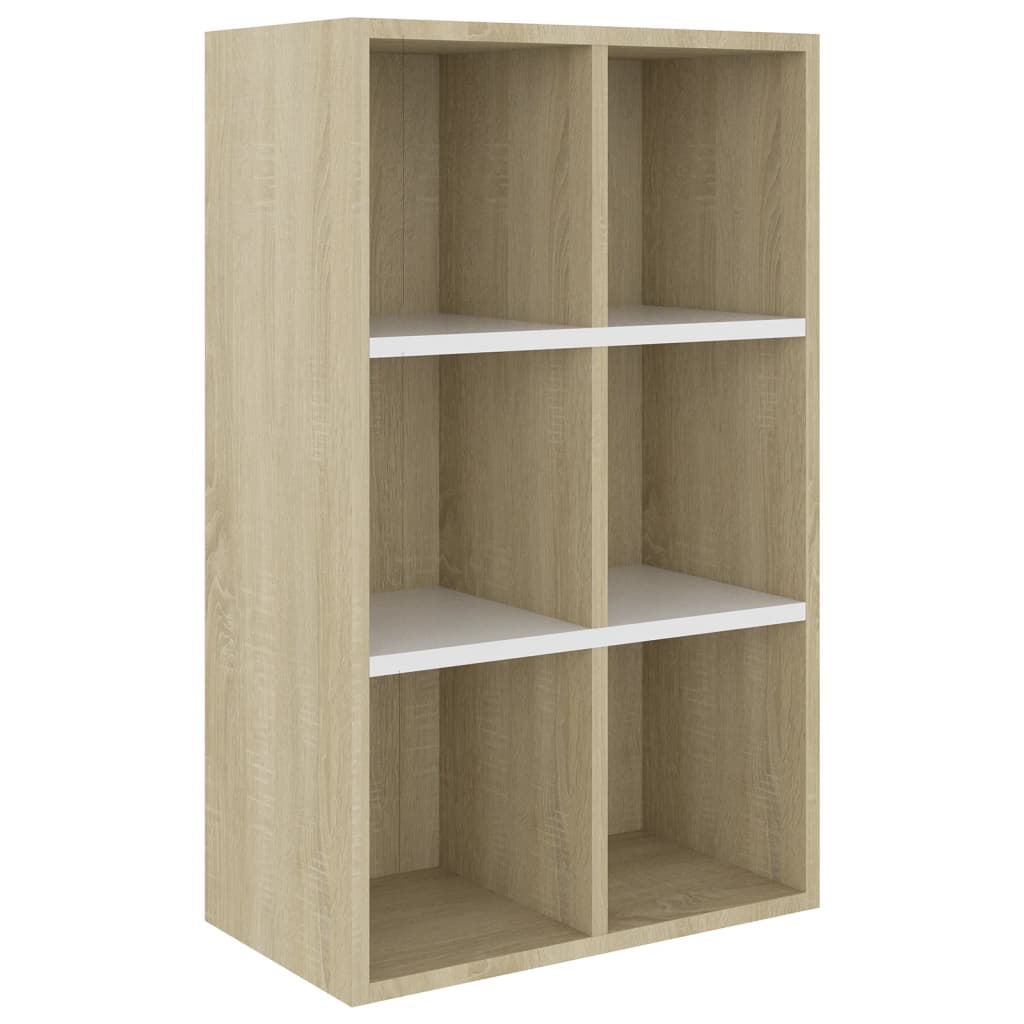 Bücherregal/Sideboard Weiß und Sonoma-Eiche 66x30x98 cm