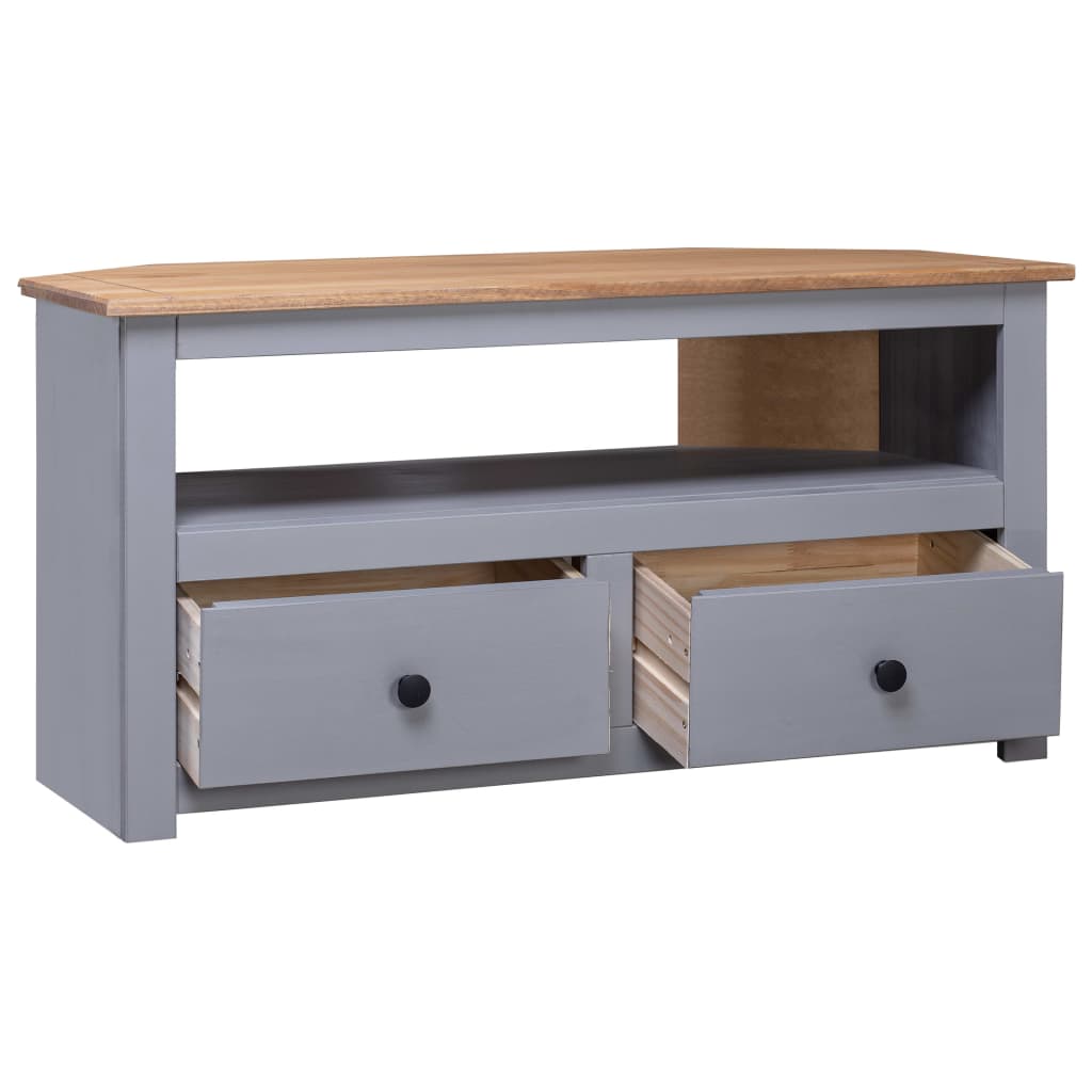 TV-Eckschrank Grau 93 x 49 x 49 cm Massivholz Panama-Kiefer