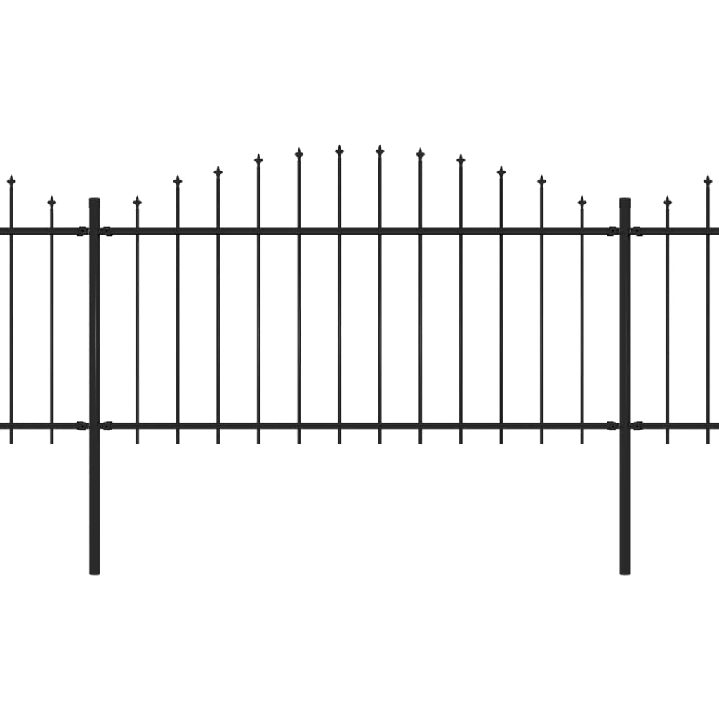 Gartenzaun mit Speerspitzen Stahl (1,25 - 1,5) x 3,4 m Schwarz