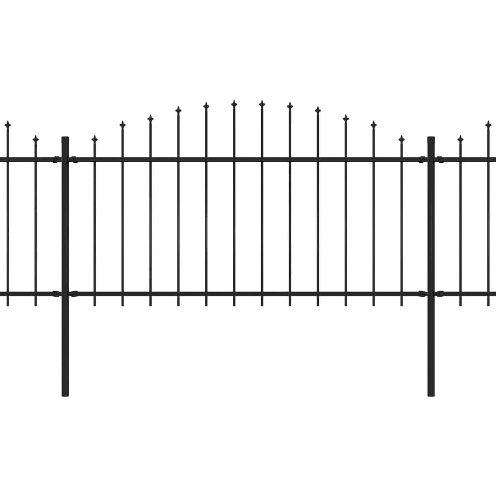 Gartenzaun mit Speerspitzen Stahl (1,25 - 1,5) x 5,1 m Schwarz