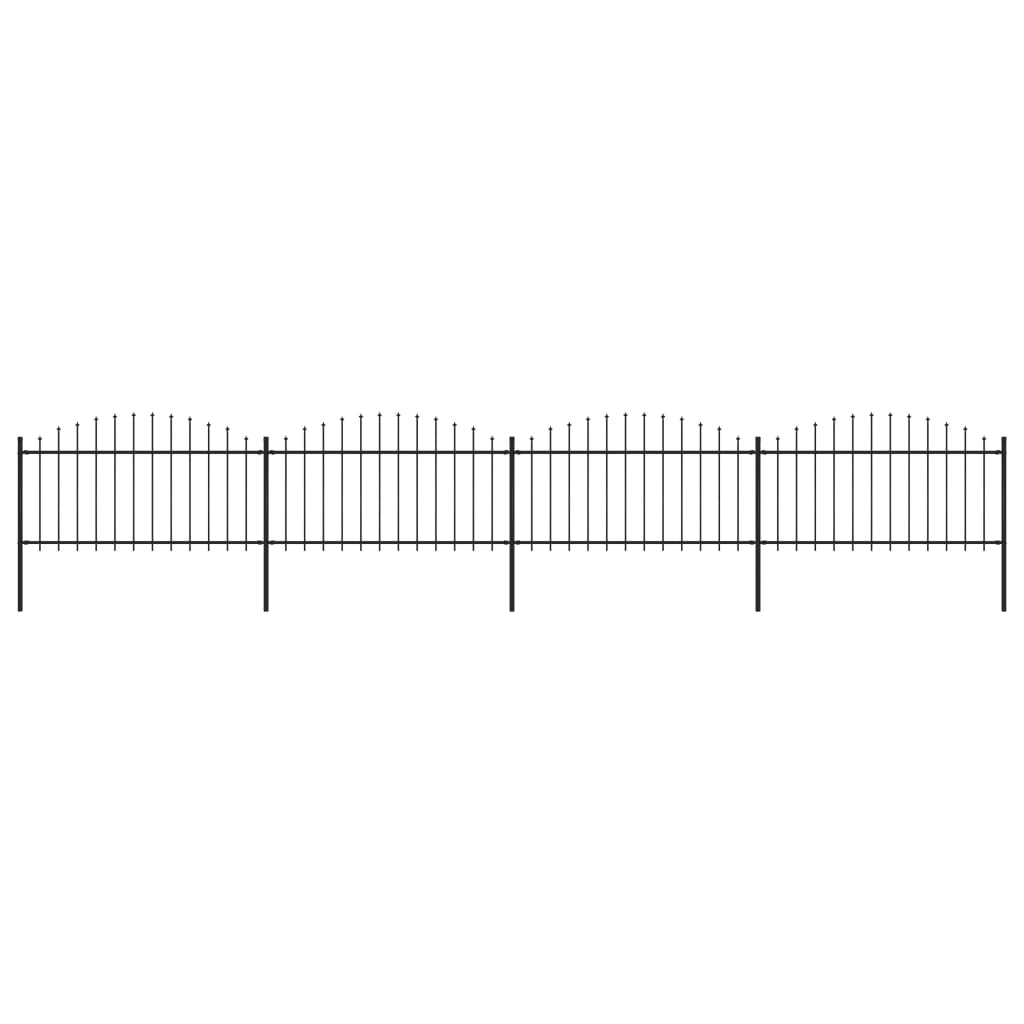 Gartenzaun mit Speerspitzen Stahl (1,25 - 1,5) x 6,8 m Schwarz