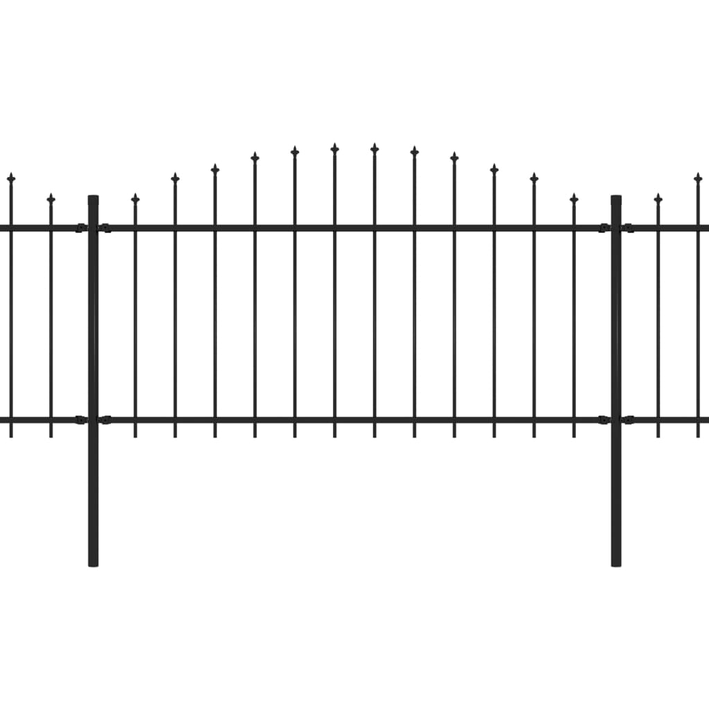 Gartenzaun mit Speerspitzen Stahl (1,25 - 1,5) x 6,8 m Schwarz