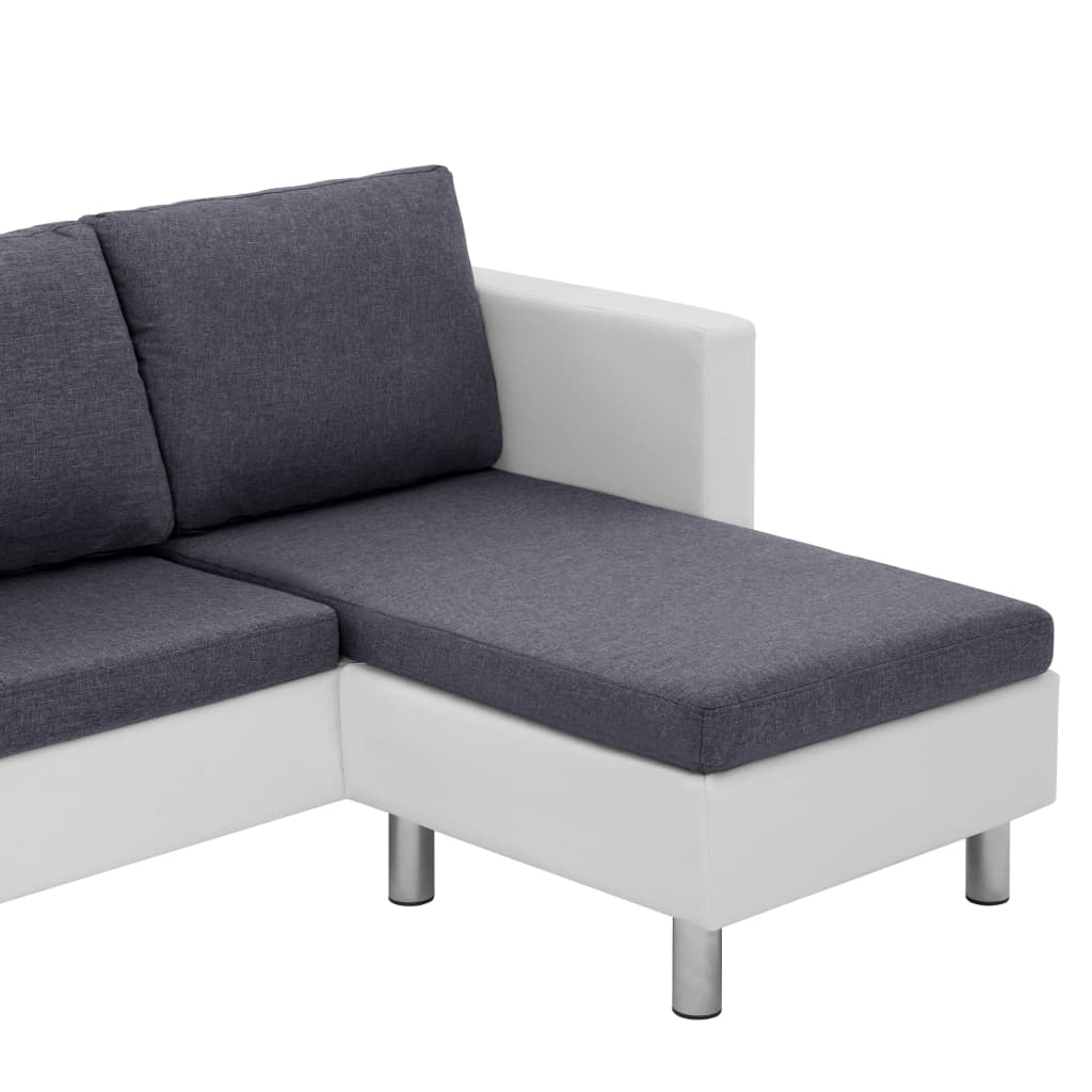 3-Sitzer-Sofa mit Kissen Weiß Kunstleder