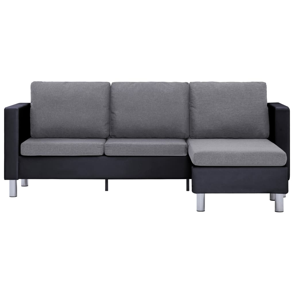 3-Sitzer-Sofa mit Kissen Schwarz Kunstleder