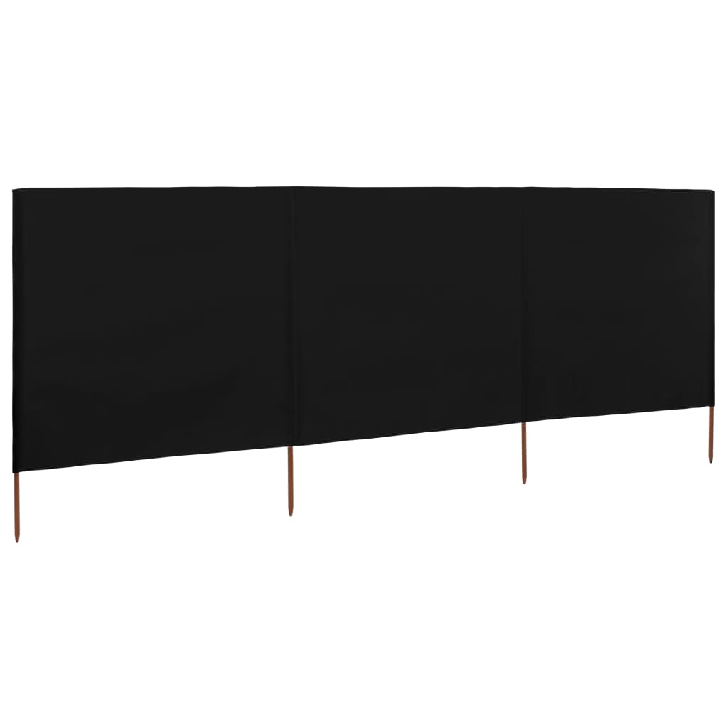 3-teiliges Windschutzgewebe 400 x 120 cm Schwarz