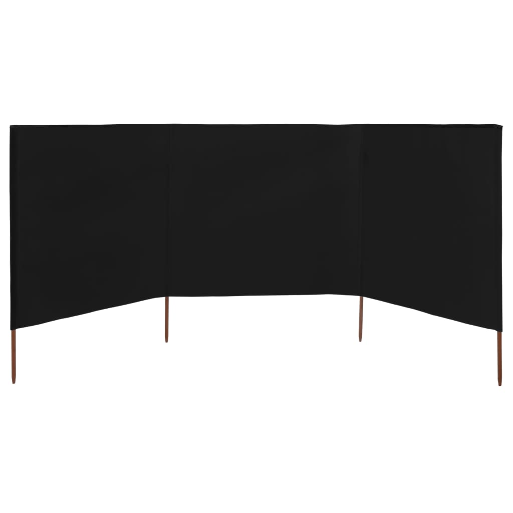 3-teiliges Windschutzgewebe 400 x 120 cm Schwarz