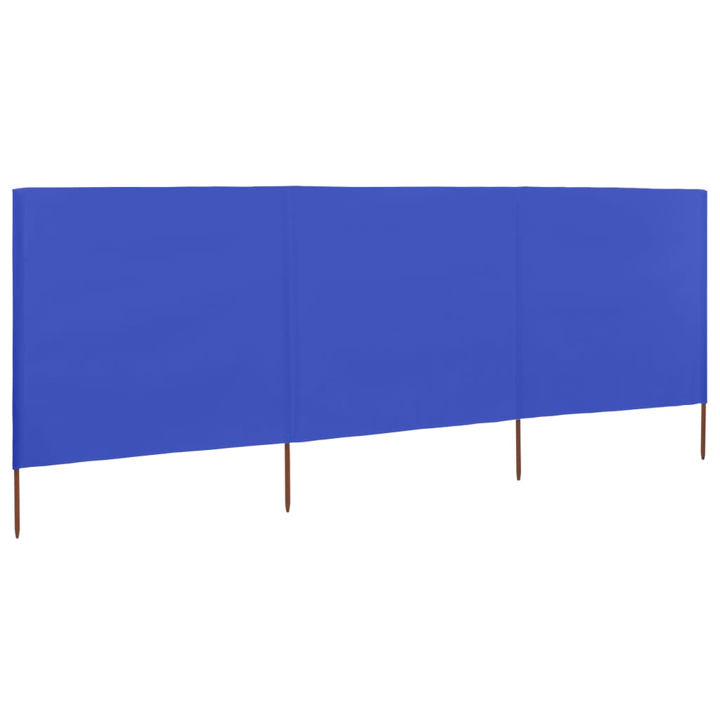 3-teiliges Windschutzgewebe 400 x 120 cm Azurblau