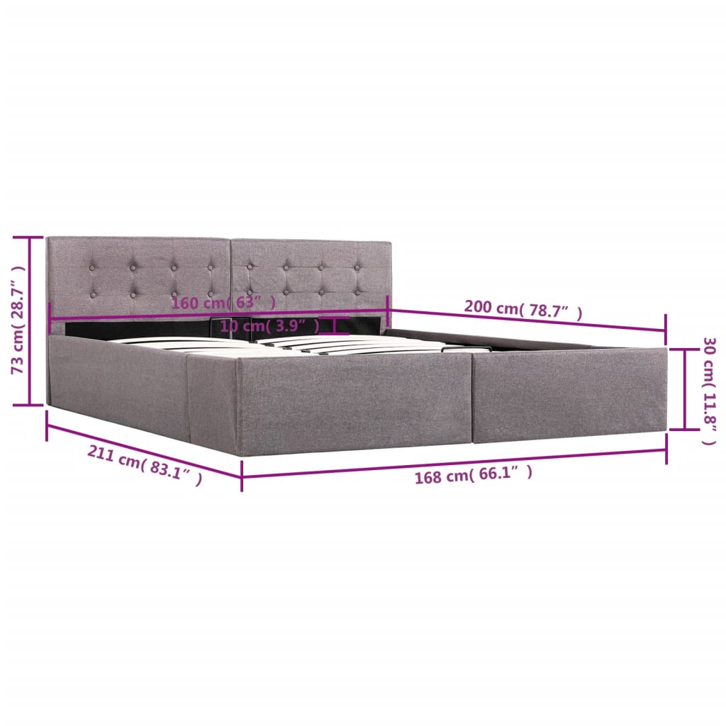 Stauraumbett Hydraulisch Taupe Stoff 160×200 cm