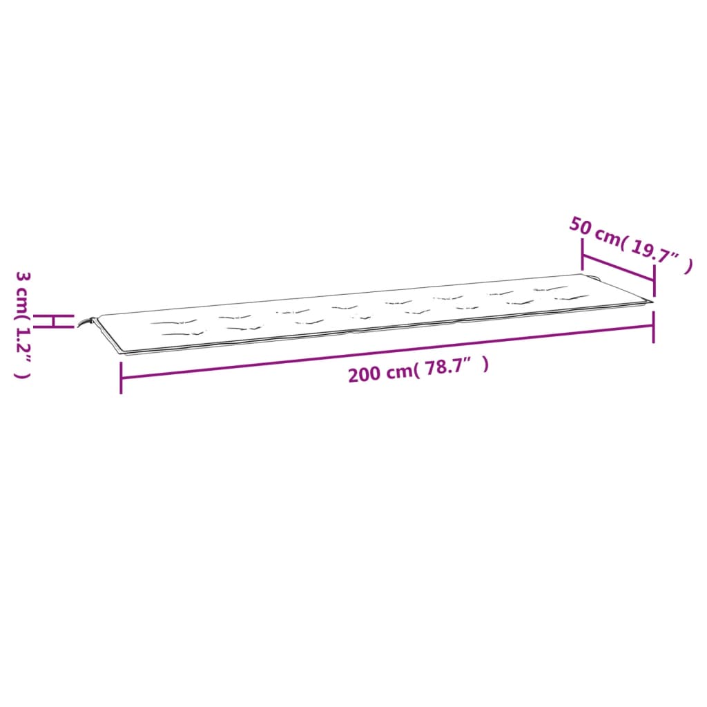 Gartenbank-Auflage Grau 200x50x3 cm Oxford-Gewebe