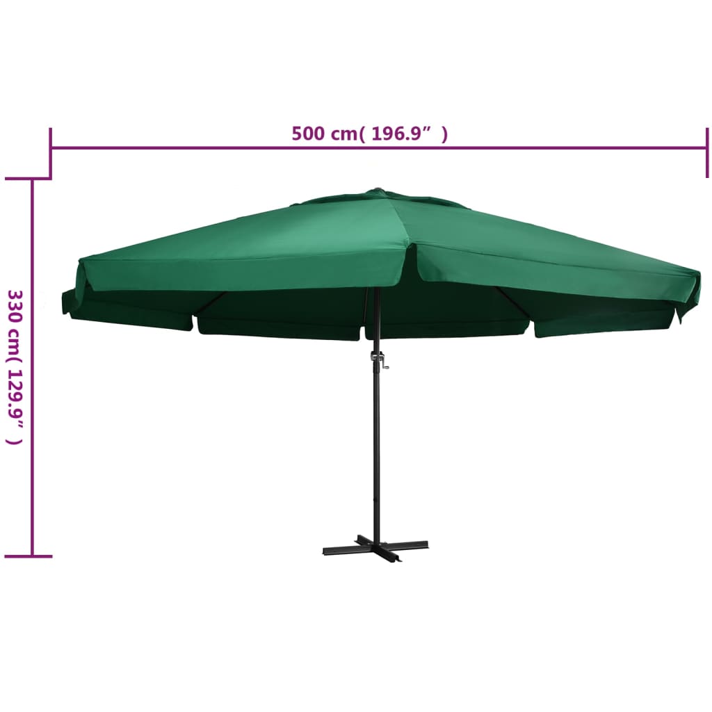 Sonnenschirm mit Aluminium-Mast 600 cm Grün