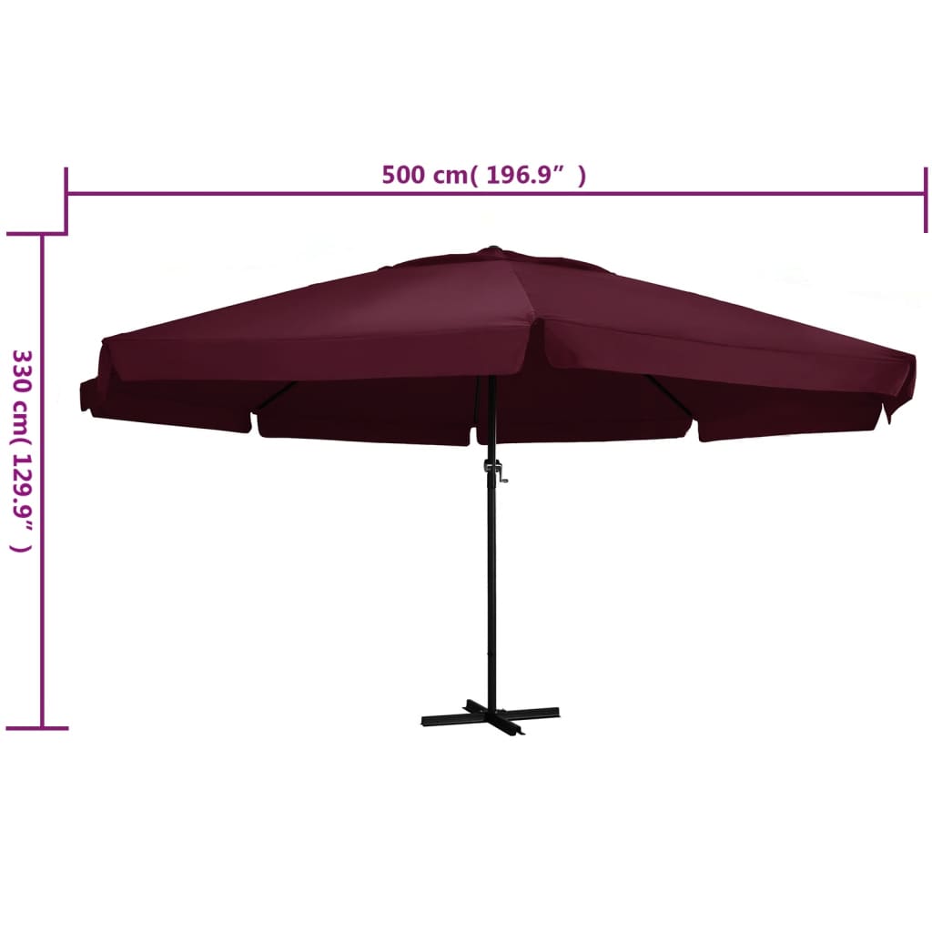 Sonnenschirm mit Aluminium-Mast 600 cm Bordeauxrot