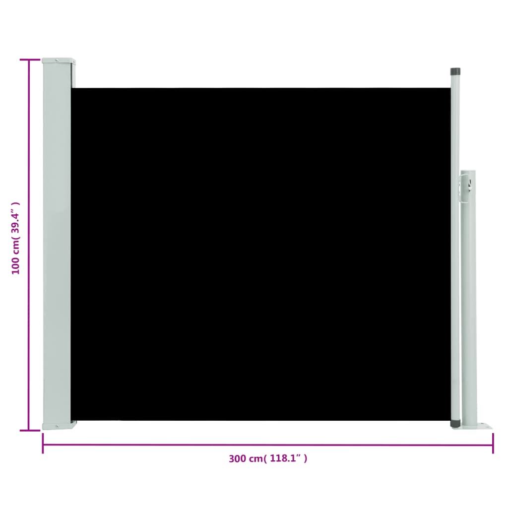 Ausziehbare Seitenmarkise 100×300 cm Schwarz